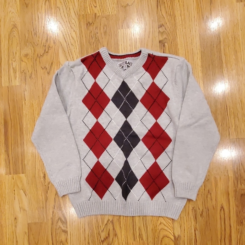 Boys, grey, edium, argyle sweater